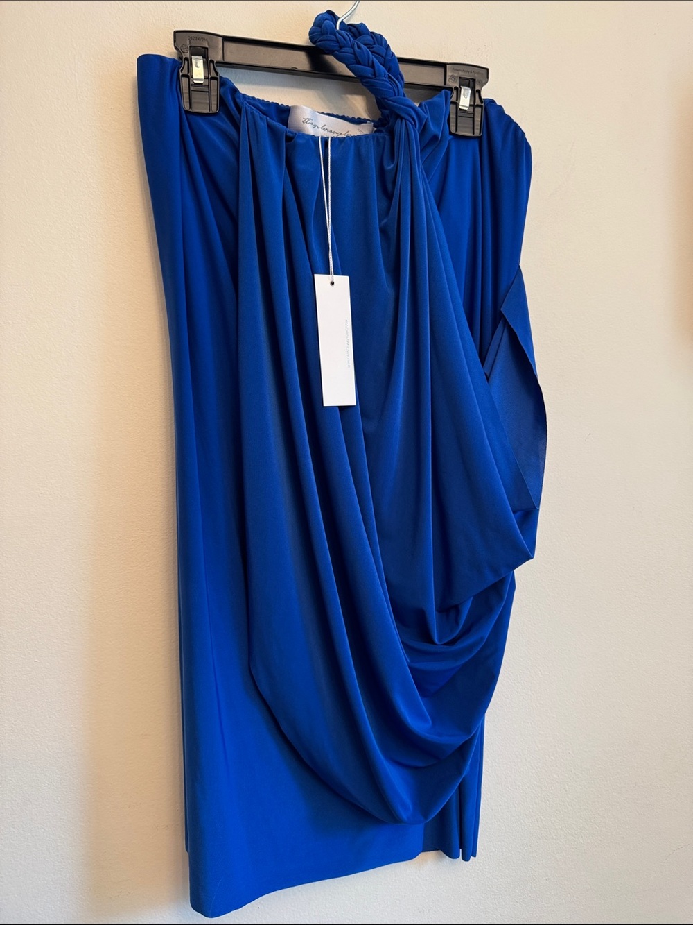 T bags Los Angeles royal blue One-Shoulder Draped/bodycon Dress